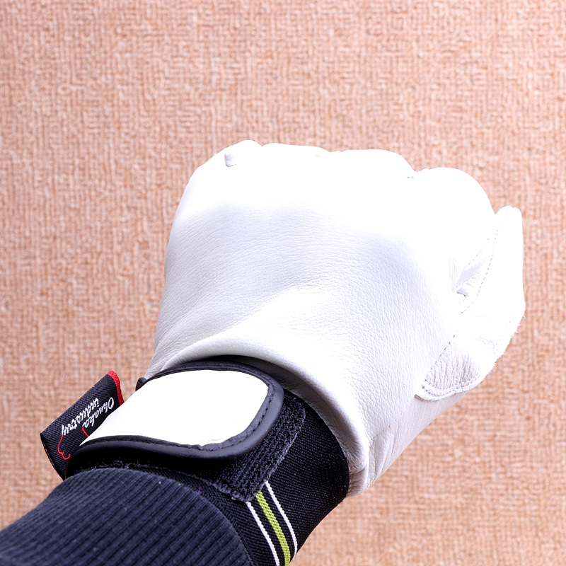 First layer leather white gloves original single foreign trade silicone shock-absorbing non-slip leather riding outdoor multi-function bicycle gloves