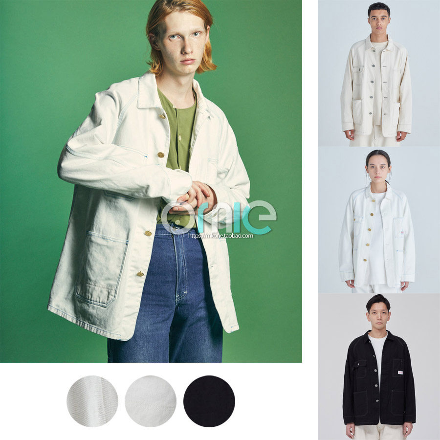 American retro tooling Smith Japanese fabric sturdy and resistant to thick, solid washed cotton loose profile multiple-bag jacket