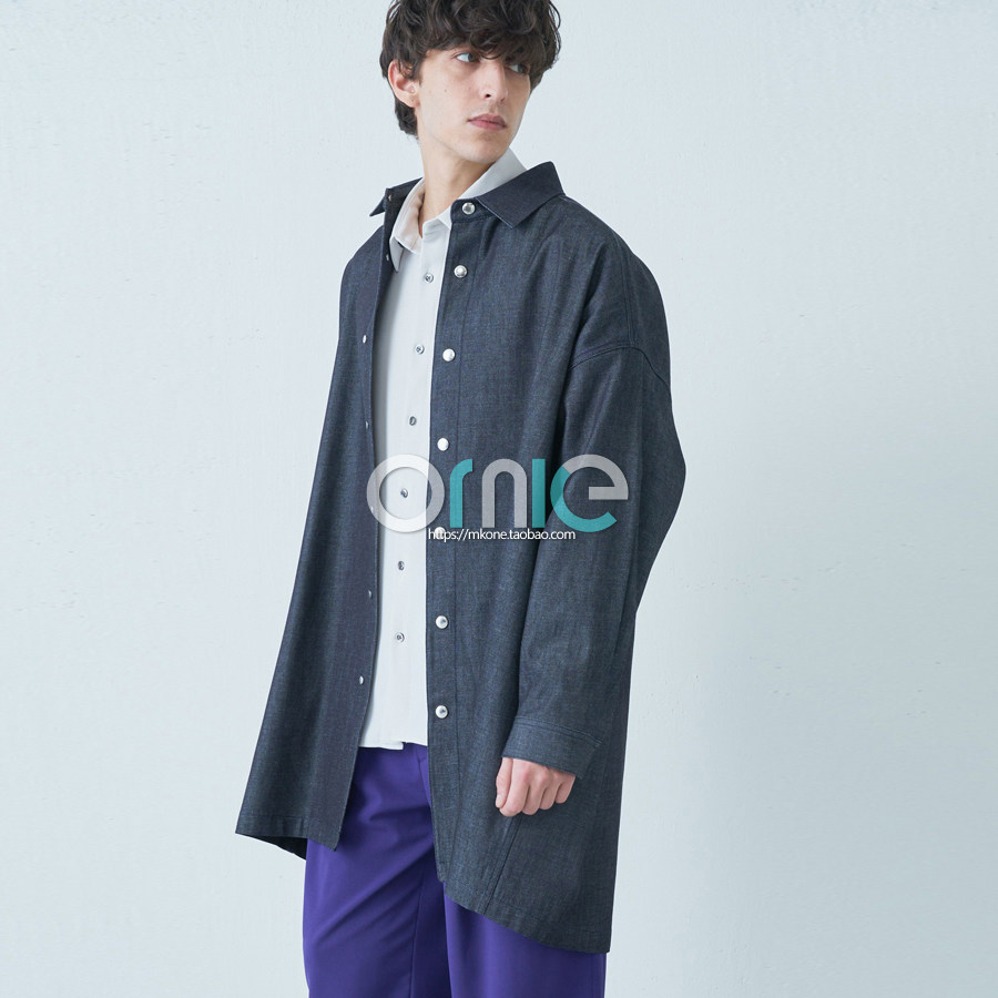 Day Series High-end Fashion Luis full cotton primary colour denim OVERIZE Falling Shoulders Loose profile Wind dress Long shirt