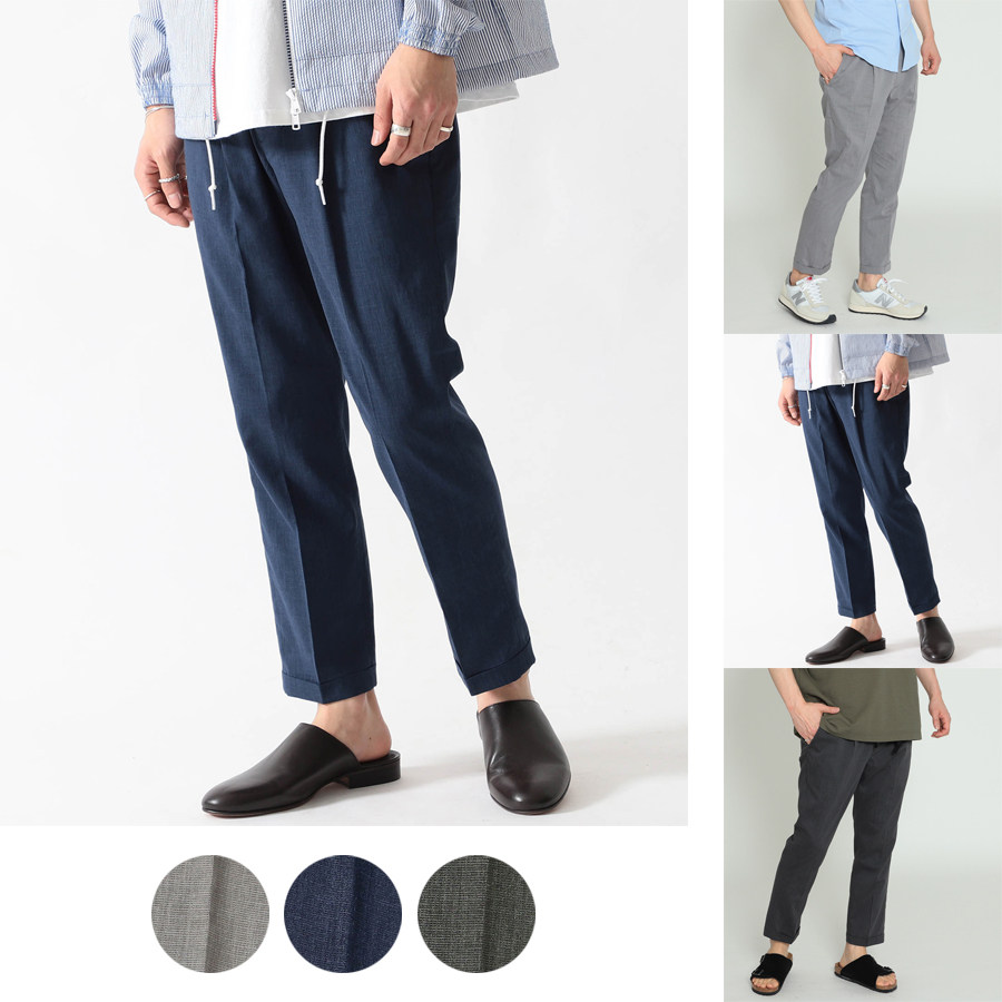 BMS High functioning COOL MAX linen blend cool and breathable sweating single pleat tapered small feet 80% pants