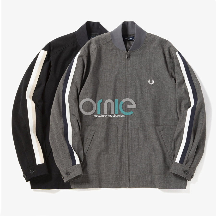 British classic wool texture bi - colored weaving band with baseball collar loose MA - 1 Air Force flight jacket