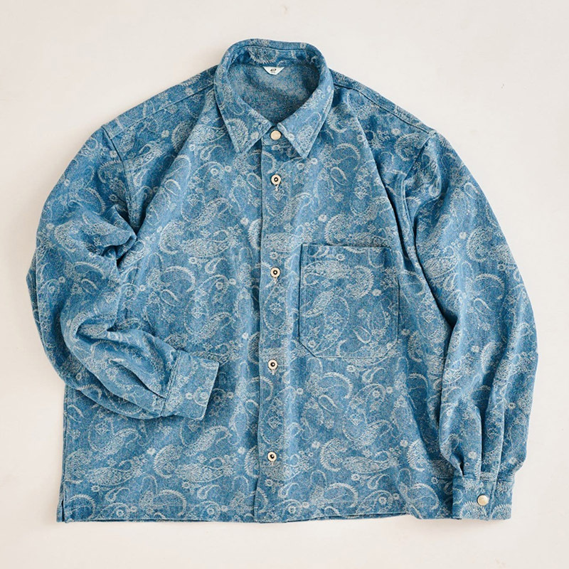 Japanese Style 417 Retro Jacquard Ready-To-Wear Washed and Distressed Loose High-Waisted Short Denim Shirt Trucker Jacket