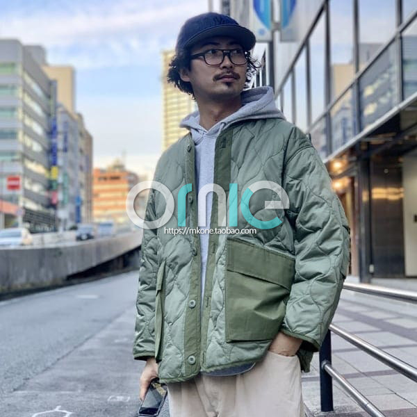 BMS heteromaterial splicing large pocket RipStop waterproof anti-tear loose outline quilted liner Army cotton clothes