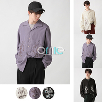 Popular H brand flower figure vine embroidery Modal OVERSIZE shoulder loose profile Cuban collar shirt