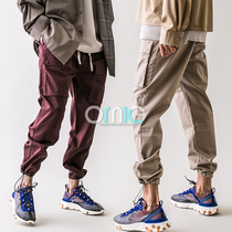 MT monkey time elastic Lycra cotton drawstring elastic waist waist waist small feet loose tapered nine-point multi-bag pants