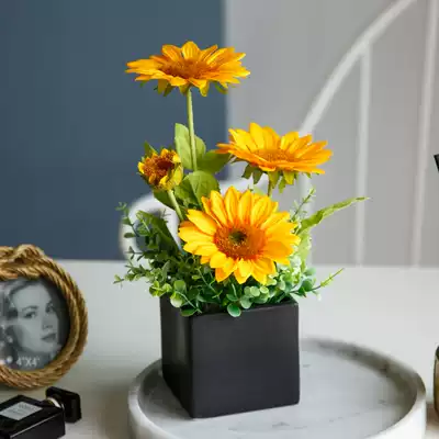 Nordic ins simulation flower sunflower small potted indoor home living room decoration simulation fake flower floral decoration