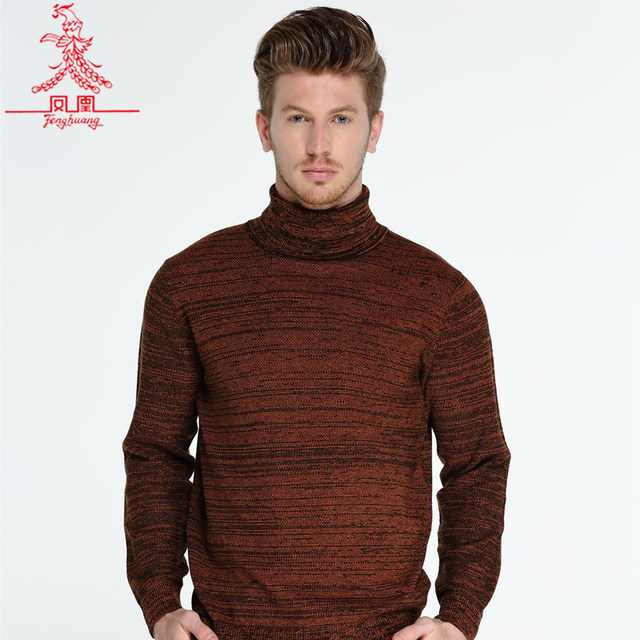 ເສື້ອກັນໜາວຜູ້ຊາຍ Cardigan ຄໍເຕົ່າ Pure Thick Solid Color Slim Medium Large Size Knitted Bottoming Sweater