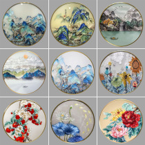 Light luxury high-end filigree enamel pure handmade art glass custom round screen entrance background wall double-sided painting