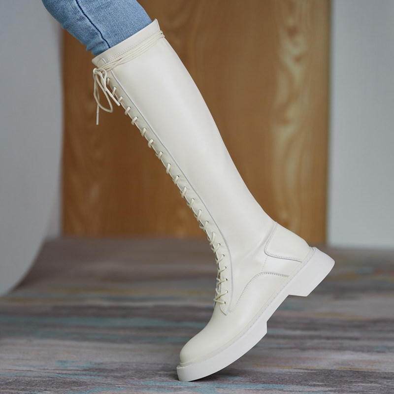 YCF straps handsome riding boots women's 2021 new autumn and winter thin long boots with leg elastic but knee-length boots