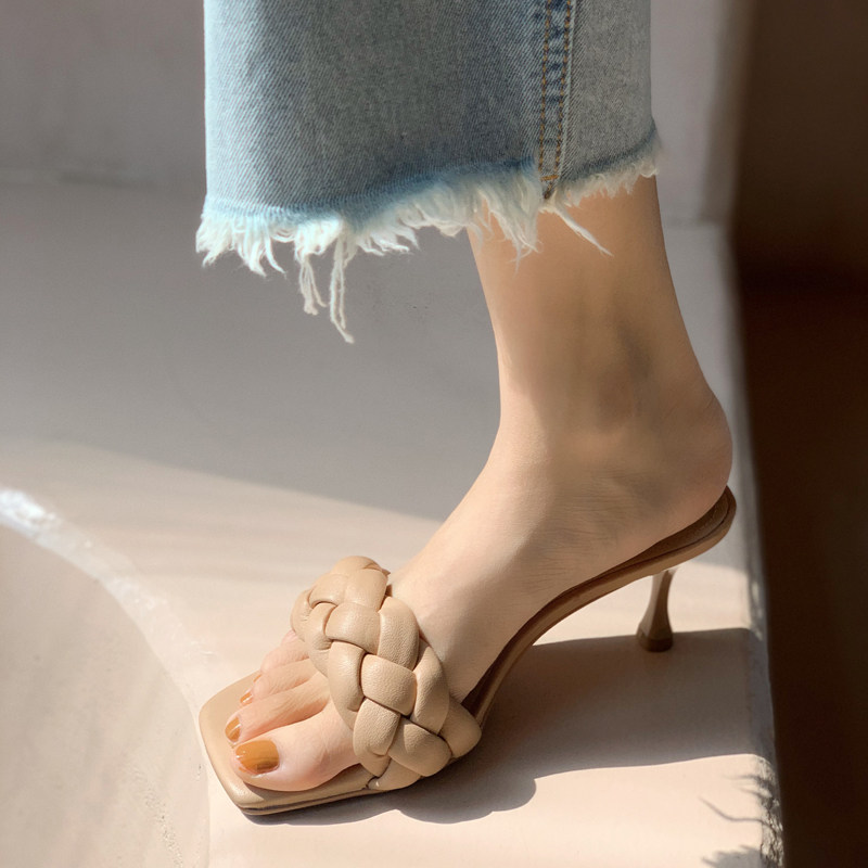 YCF Jumei two-wear sandals women's 2022 summer fairy wind twist stiletto strappy sandals women's high-heeled slippers