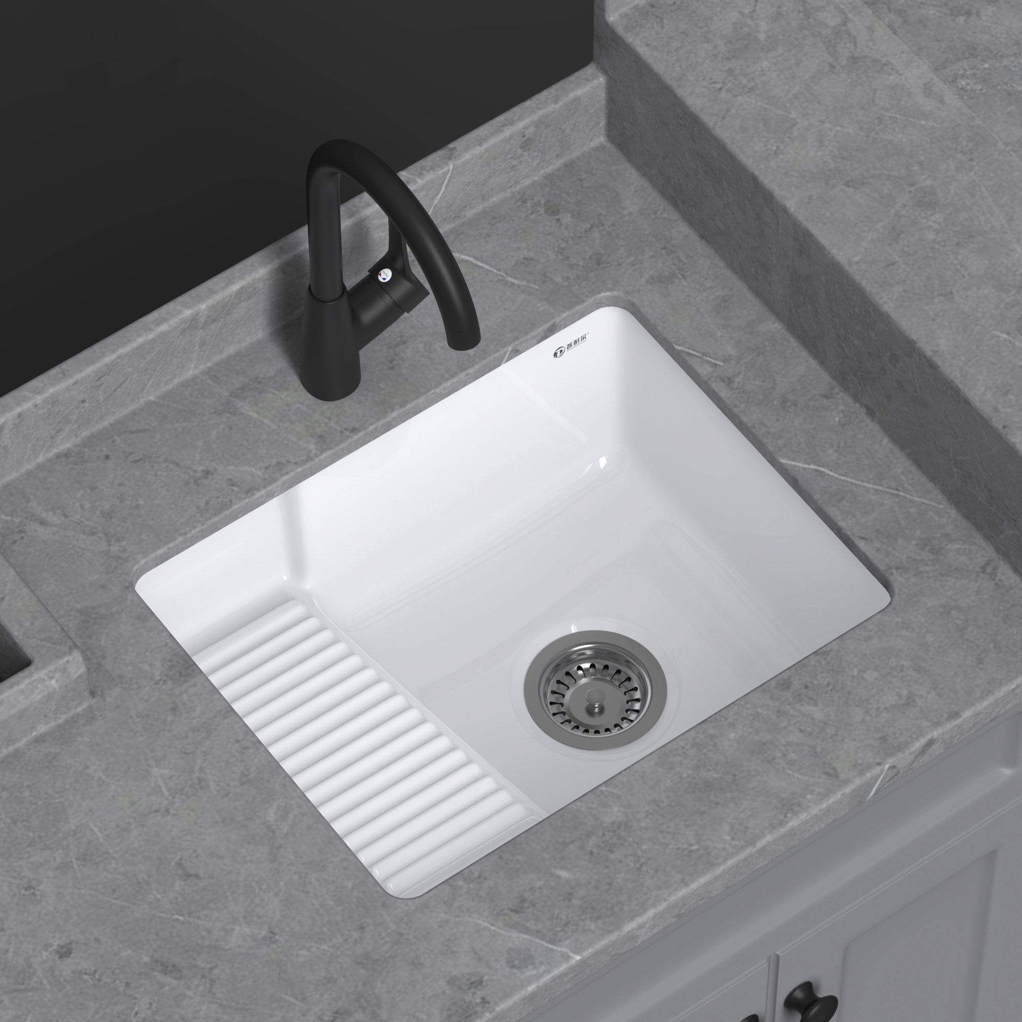 Balcony embedded bench super deep ceramic washing basin washing with scrub plate washing pool washing tank