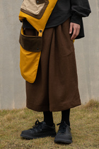 BEEKITE Grinding Loose with Pleats Pants Skirt Pants 7 Pants Imitation Fur outline pituality 100 Lapped Retro Comfort