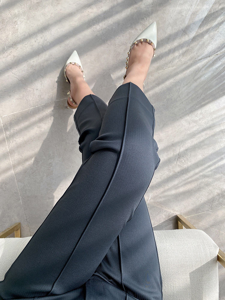 Conspicuity Pants Comfort four sides Sewn Fish Bone Line Tightness Waist 8 Sub-body Small-footed casual Western Pants Spring Women