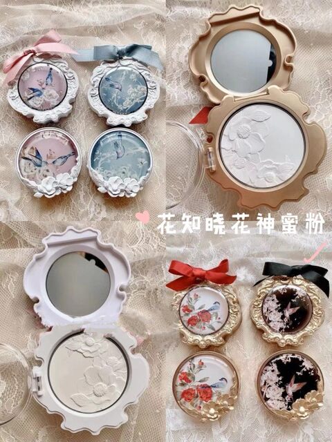 Flower Knows Flower God Powder Compact Light Mist Soft Focus Setting Oil Control Loose Powder Brightening Delicate Flawless Lightweight Moisturizing Powder Core