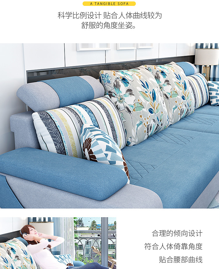 sofa vải căn hộ nhỏ tối giản đồ nội thất phòng khách hiện đại kết hợp gói rửa ba chút căn hộ nhỏ sofa - Ghế sô pha sopha giường