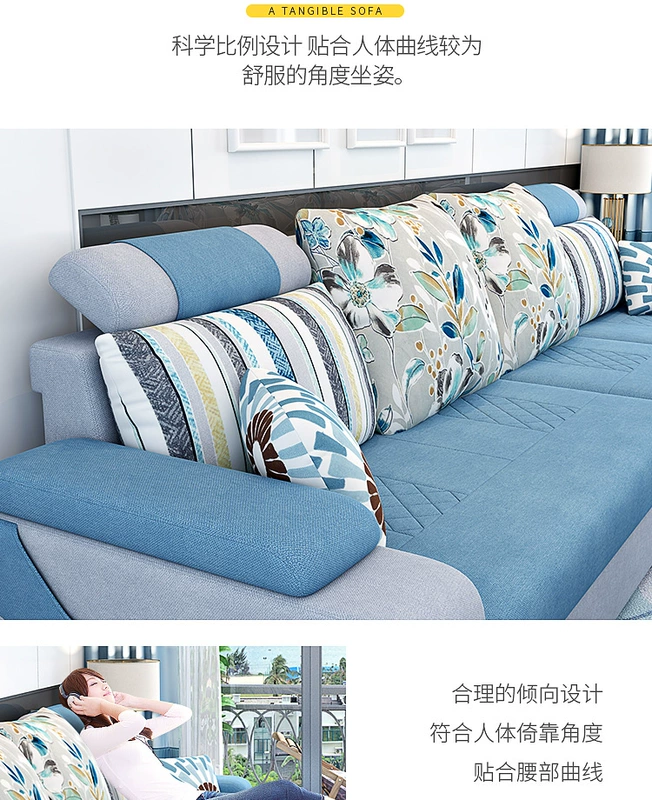 sofa vải căn hộ nhỏ tối giản đồ nội thất phòng khách hiện đại kết hợp gói rửa ba chút căn hộ nhỏ sofa - Ghế sô pha giường sofa gấp gọn