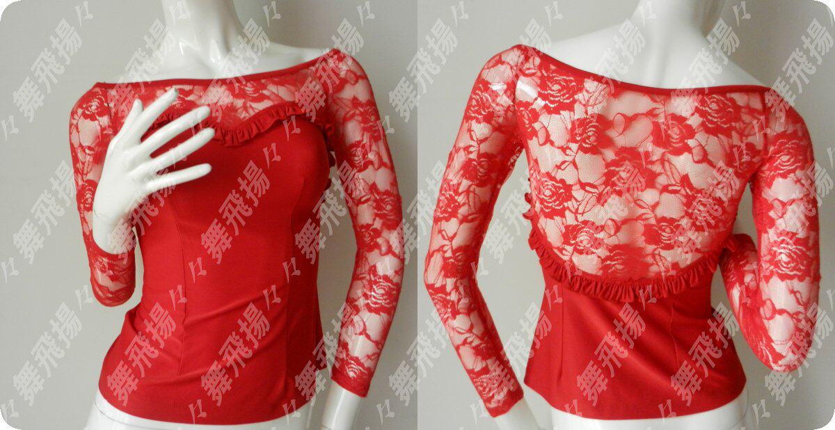 Dance Flying Yangmoron Dance Dress New Lady Lace Long Sleeve Practice Blouse Skirt half body dress with KA036