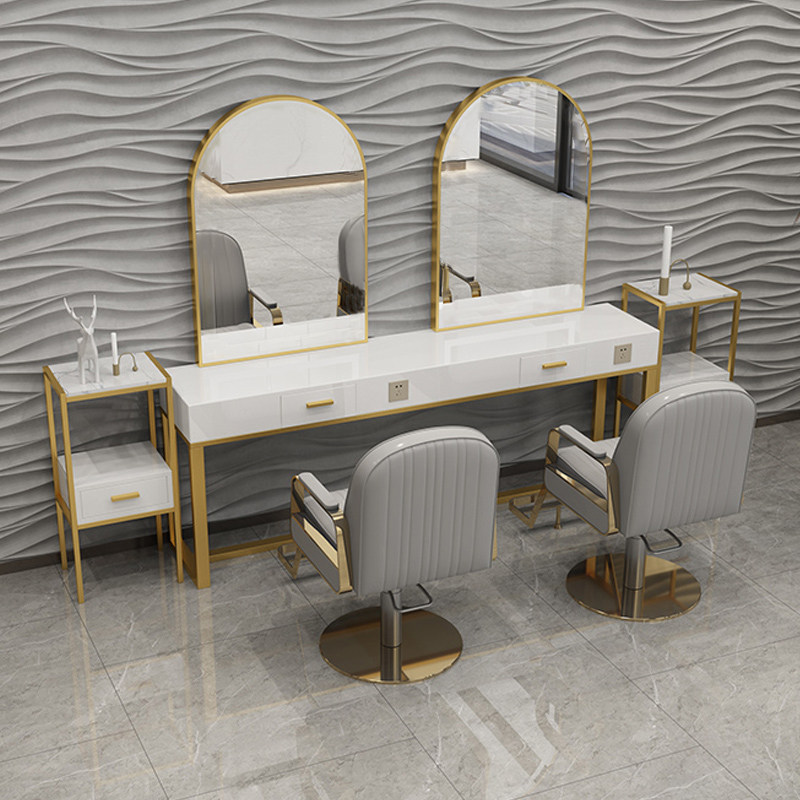 Minimalist photo gallery Makeup Bench with lamp Cosmetic Mirror Bedroom Playgroup School Special Makeup Desk Cabinet Integrated Mirror Photo Gallery