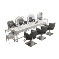 Hairdressing shop mirror table Net Red Barber Shop hair salon special led simple with lamp hanging wall standing hair cutting mirror wall hanging