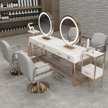 Double-sided hairdressing shop mirror table Net red LED light simple fashion mirror table hair salon special perm dyeing mirror table