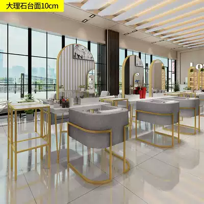 Lili shop with light hair salon special mirror table simple beauty salon perm dyed marble countertop single double-sided hair cutting mirror