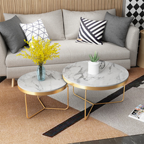 Nordic marble coffee table round simple modern small apartment light luxury coffee table creative living room TV cabinet combination