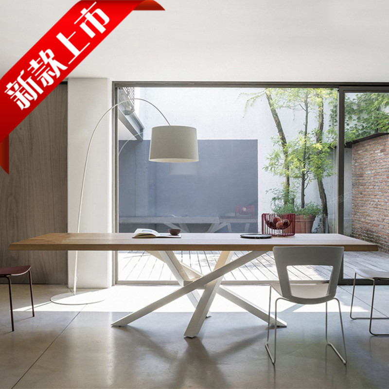 Nordic Solid Wood Table Loft Desk Industrial Wind Conference Table Designer Furniture Desk Iron Art Talks Long Table