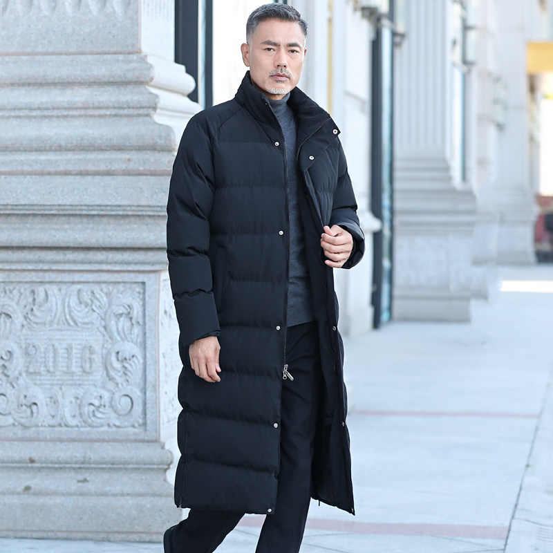 Winter middle-aged feather cotton cotton men over knee long cotton cotton cotton coat large-scale warm coat daddy clothing