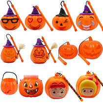 Halloween Pumpkin Lantern Handheld Pumpkins Light Shining Pumpkin Barrel Children Candy Jar Kindergarten Adornment Props