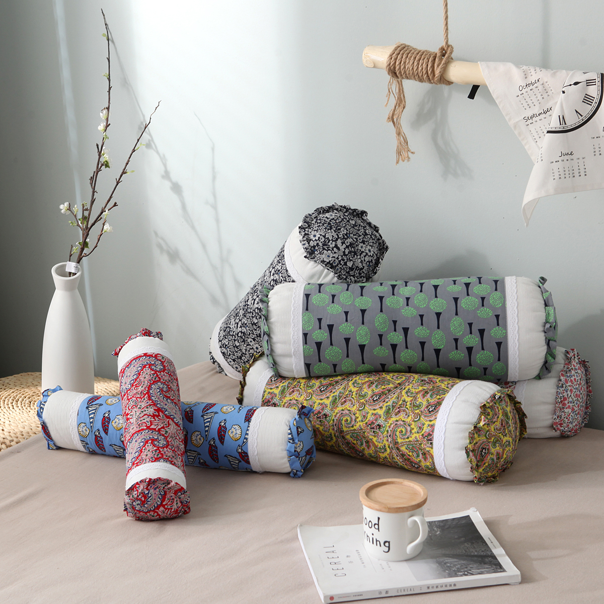 Cylindrical Pillow Candy Pillow High Pillow Buckwheat Shell Healthcare Buckwheat Pillow Core Enlarge cylindrical repair pillows