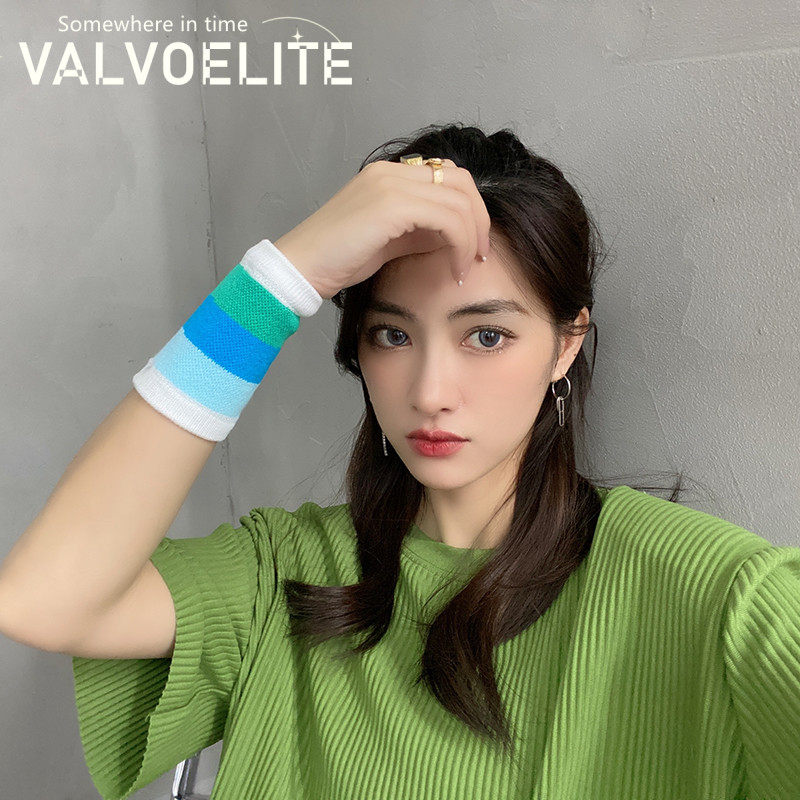 VALVOELITE Sport wrists Sweat Sweat Fitness Pure Cotton Striped Breathable Yoga Running Wipe Sweaty Wrist Accessories