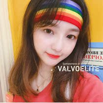 VALVOELITE Yoga Hair with women Rainbow Stripes Tide Mesh Red Head Accessories Suck Sweat Fitness Sports Bouquet Hair