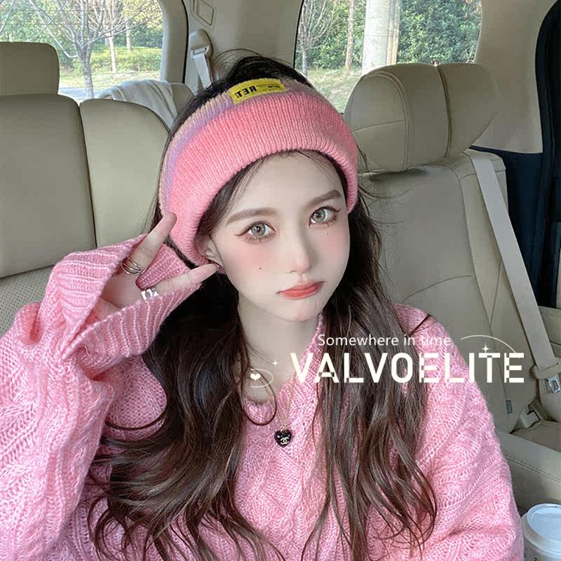 Valvoellite sports hair knitted wide hair decoration facial hair beam with gradual colored yoga headscarf