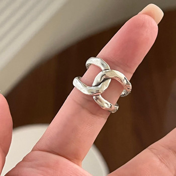 Retro distressed ins style double c geometric cross ring