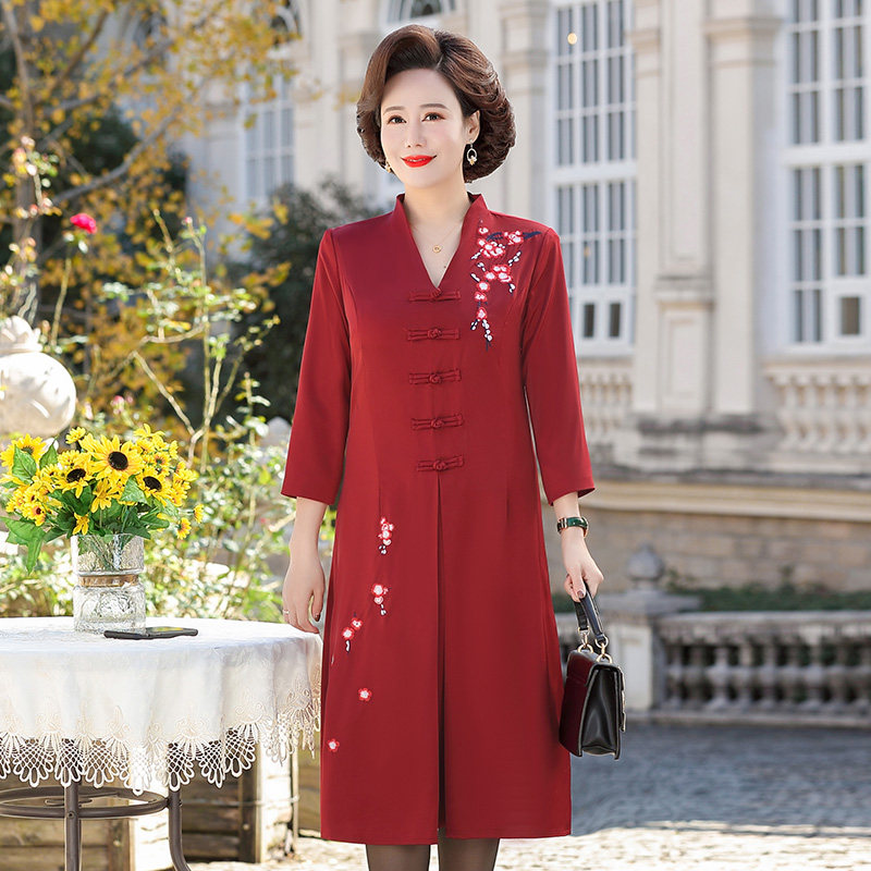 Autumn and Winter dress Middle-aged Bangrobe Woman Wedding Mom Wedding Banquet Noble Silk Dress High-end