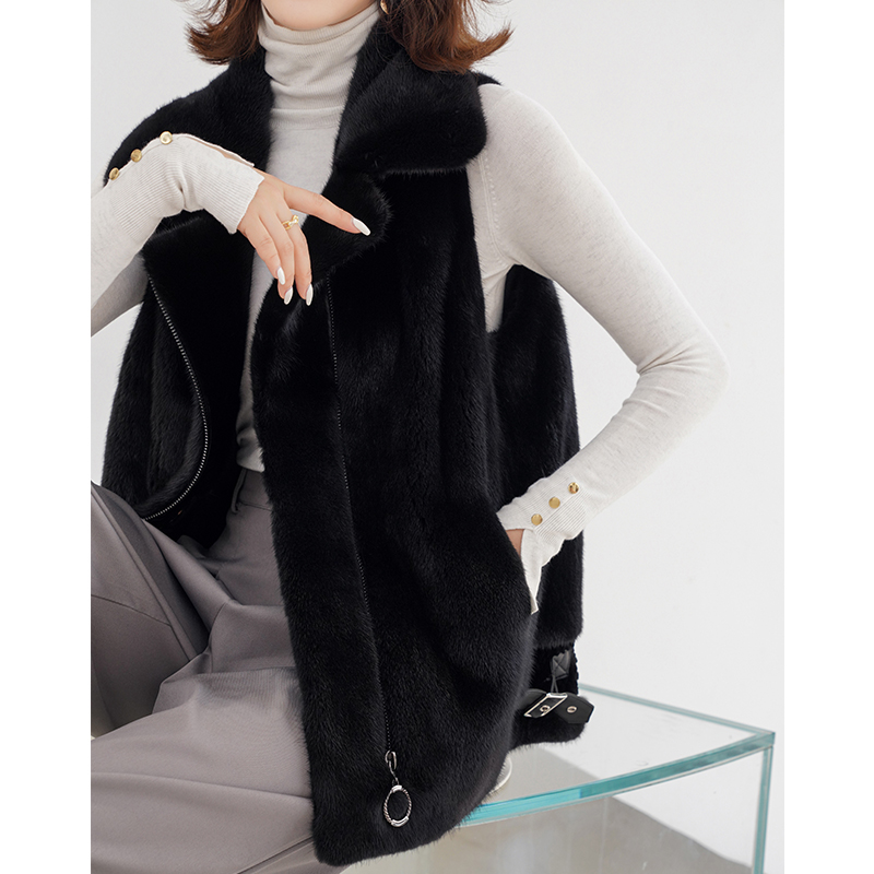Imported Velvet mink waistcoat Waistcoat Grass Vest Woman Whole Mink Short Seine Mink Leather 2021 New Youthful jacket