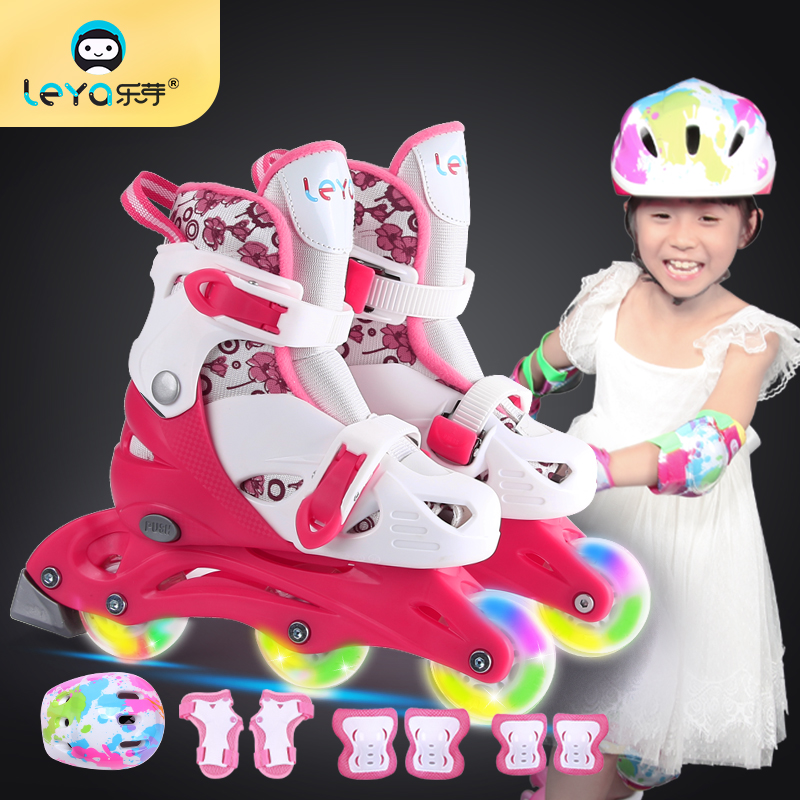 Lebuds leya3-4-5-6-7-8 year old children single double rows of skating shoes beginnics Ice Skate Men And Women Sparkling