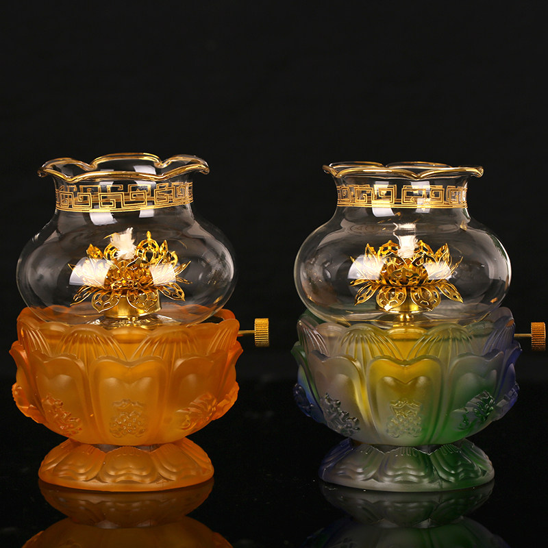 For the Buddha oil lamp Buddha lamp imitation glazed 8 auspicious Buddha front for lamp home liquid ghee lamp holder windproof long bright light