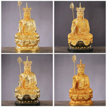 Master Mu pure gilt copper Jizo Buddha statue Home Jizo Bodhisattva Jizo Royal Family with Buddha ornaments