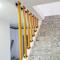 Simple Rotating Solid Wood Stairway Armrest Barrier Indoor Guard Rail Rod Attic Column Duplex Bar Enclosure