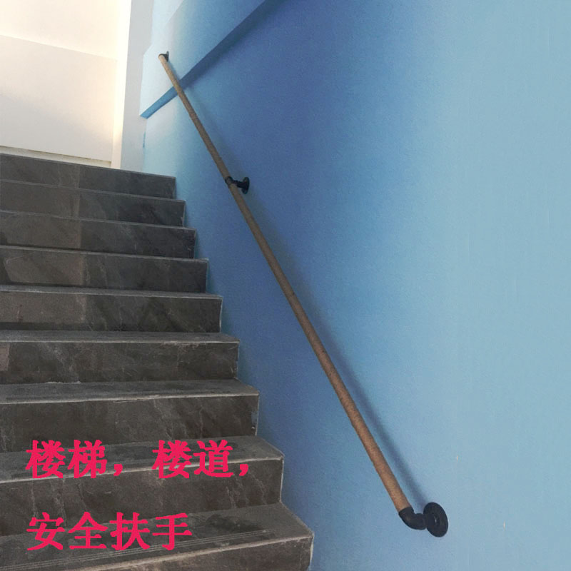 loft industrial wind leaning against wall stairs armrests retro loft room for elderly non-slip pull handle channel corridor hemp rope