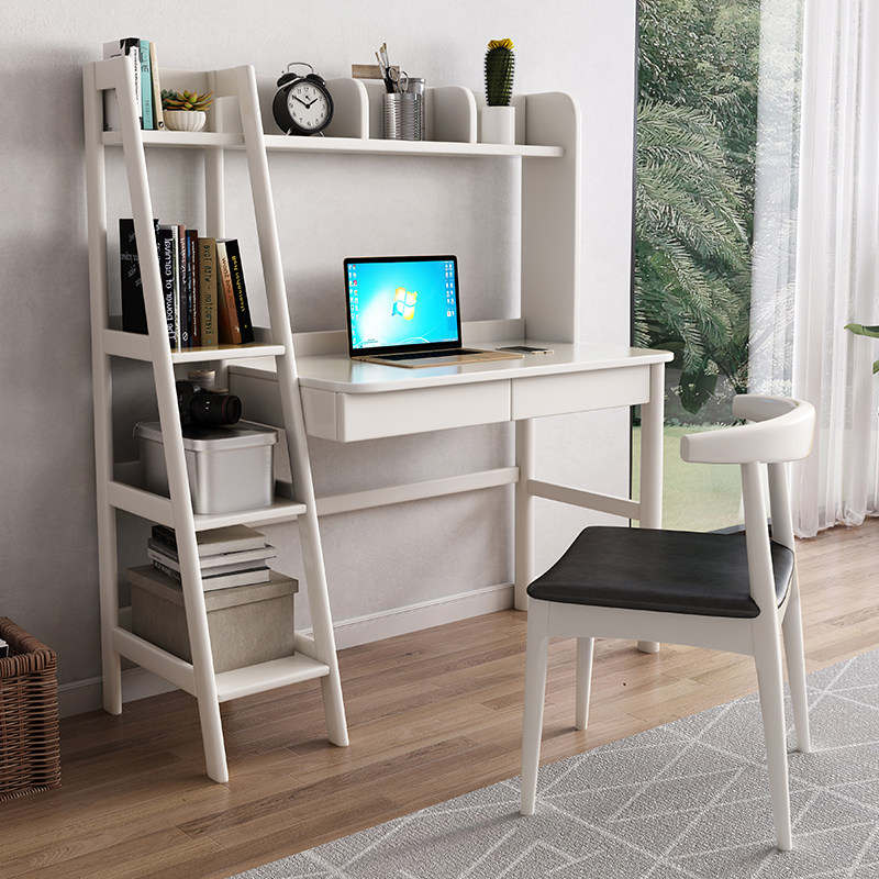 Solid wood desk with bookshelf and bookcase in one combination children's desk desktop home computer desk study table
