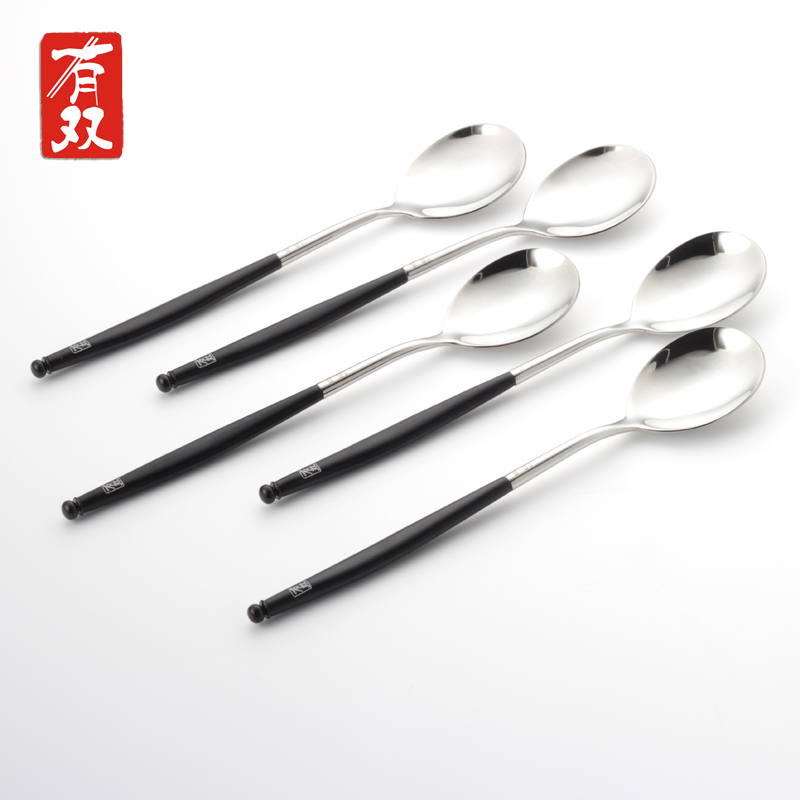 There is a double-rigor selection of tableware handicrafts chopstick spoon day style 304 stainless steel main dining spoon featured spoon can be lettering