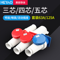 IP67 waterproof industrial plug socket 3 cores 4 cores 5 holes 63A 125A aviation explosion-proof connector male and female set