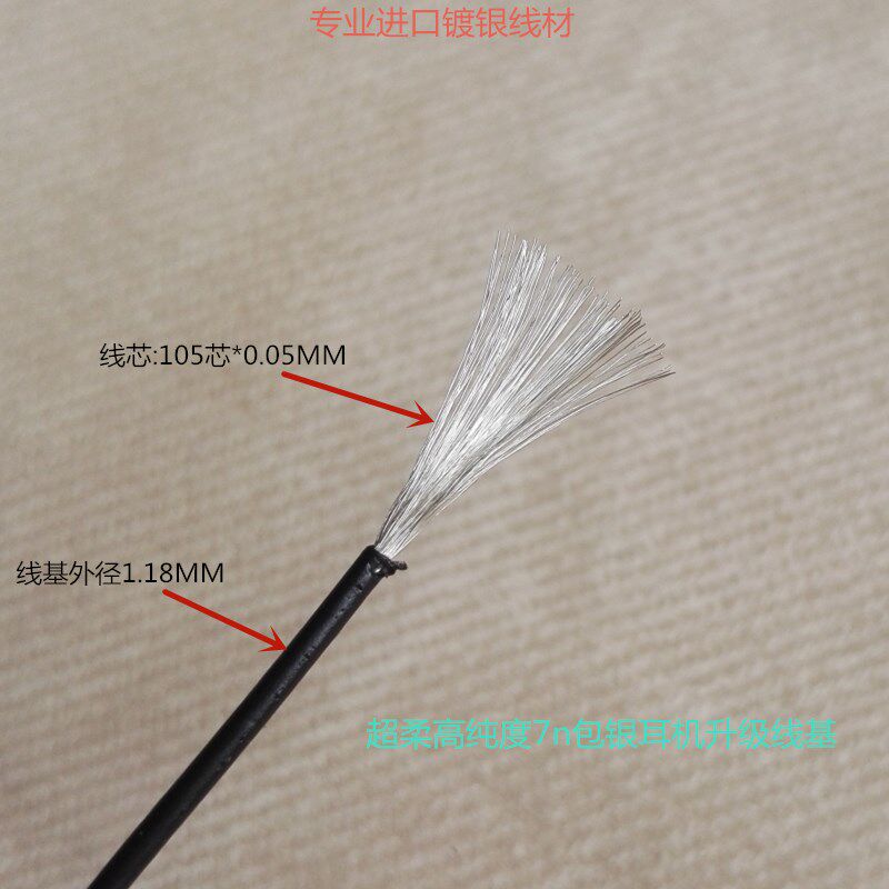 日本进口PE护套发烧耳机升级线超柔7N铜镀银线DIY编织耳机线散线