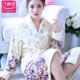 Khách sạn khách sạn áo ngủ màu trắng phụ nữ mùa thu và mùa đông dày flannel áo choàng dài tay áo len mùa đông san hô lông cừu dịch vụ nhà áo ngủ