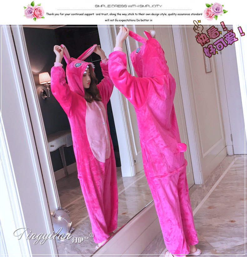 Căn hộ tình yêu Guan Gu với đoạn flannel nam cặp đôi hoạt hình nữ khủng long chinchillas bộ đồ ngủ liền thân nhung san hô người lớn đồ bộ đẹp 2021