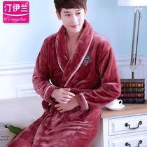 Casual robe men thick flannel pajamas home clothes bathrobe bathrobe men autumn winter long sleeve size Spring Autumn