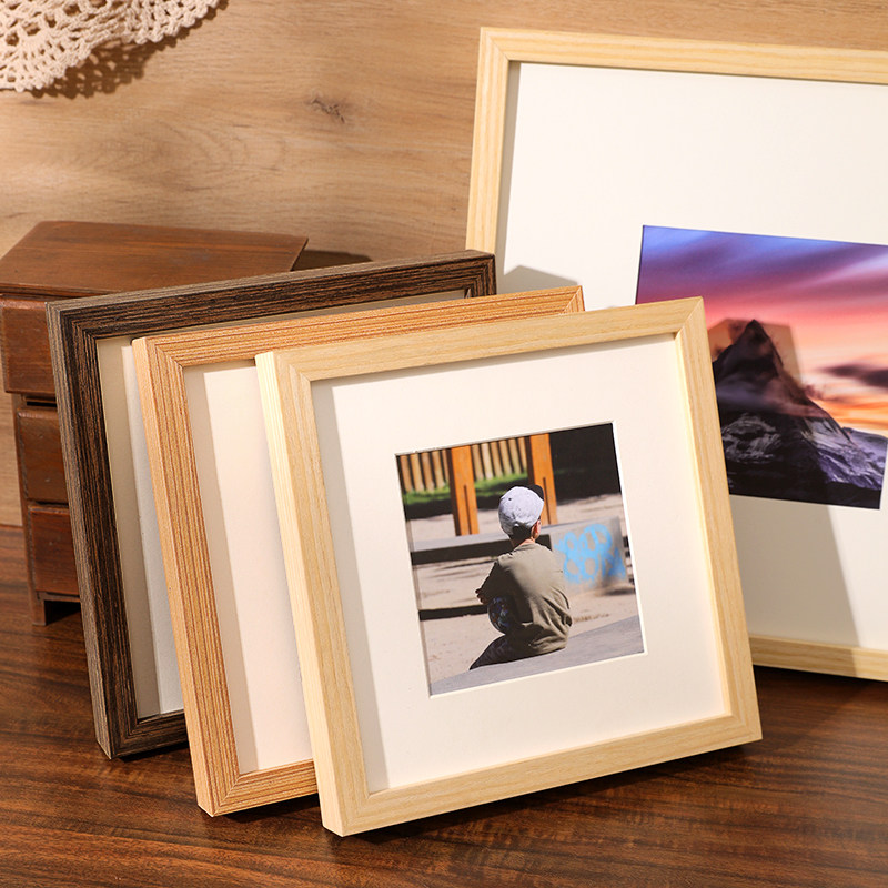 Solid wood square photo frame hanging wall Arbitrary size square framed picture frame positive square frame mounting frame custom
