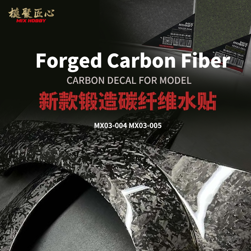 Mixhobby Model Craftsman's New Forged Black Silver and Black Green Car Model Carbon Fiber Decorative Decals